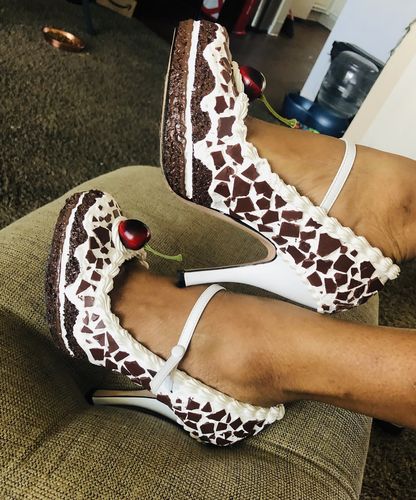 Customer photo review of Black Forest Cake Heel Mary Jane 4"