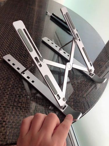 Customer photo review of Laptop Stand | Aluminium, Portable & Foldable