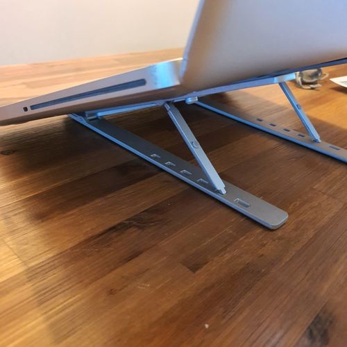 Customer photo review of Laptop Stand | Aluminium, Portable & Foldable