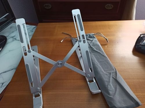 Customer photo review of Laptop Stand | Aluminium, Portable & Foldable