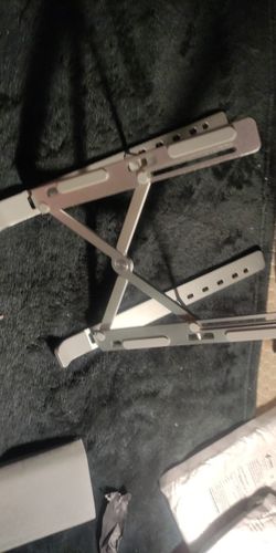 Customer photo review of Laptop Stand | Aluminium, Portable & Foldable