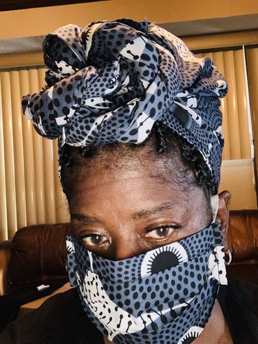 Customer photo review of ADULT FACE MASK WITH MATCHING HEAD WRAP