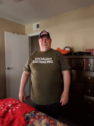 Customer photo review of Socialism Distancing Mens Apparel