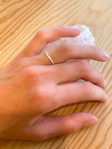 Customer photo review of 2mm Two Tone Pink Gold Plated Scroll Rings