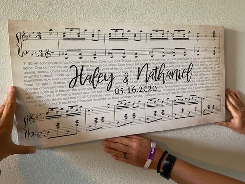 Customer photo review of Custom Name and Sheet Music Canvas - Ready to Hang