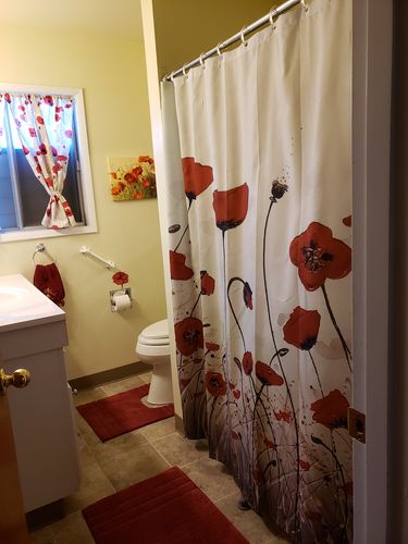 Customer photo review of Red Poppy Field Nature Shower Curtain Bathroom Decor