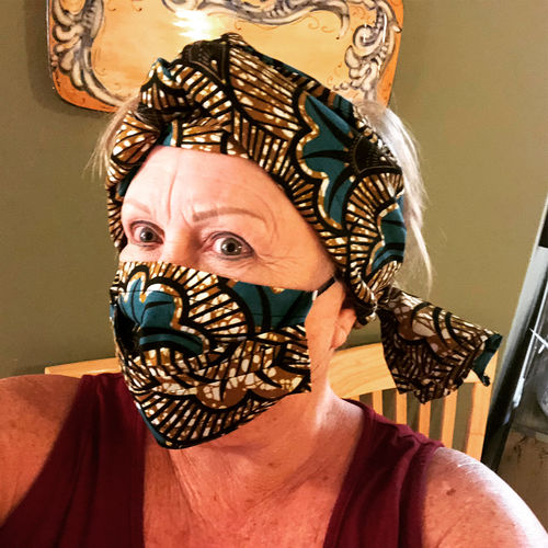 Customer photo review of ADULT FACE MASK WITH MATCHING HEAD WRAP