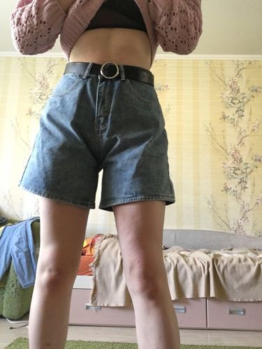A A. review of High waist side leg denim jean shorts L004# image 1 out of 1