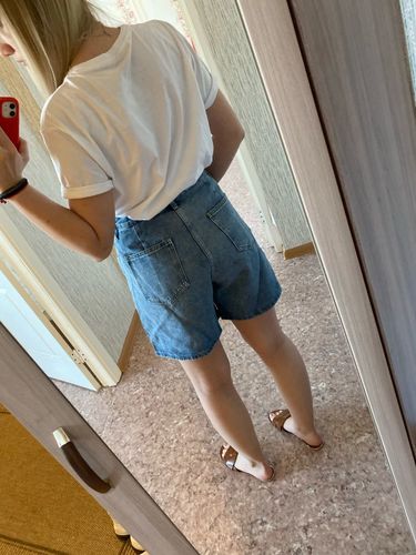 Shopper review of High waist side leg denim jean shorts L004# image 1 out of 1