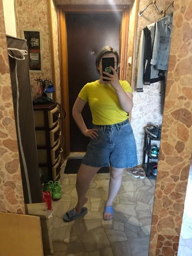 D A. review of High waist side leg denim jean shorts L004# image 1 out of 1