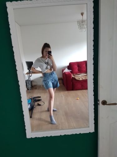 T A. review of High waist side leg denim jean shorts L004# image 1 out of 1