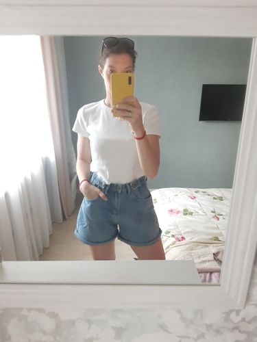I A. review of High waist side leg denim jean shorts L004# image 1 out of 1