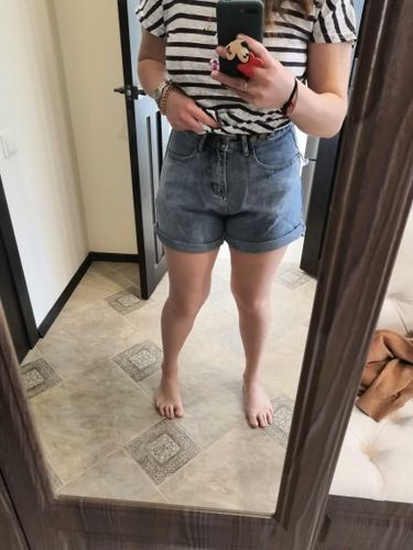 S A. review of High waist side leg denim jean shorts L004# image 1 out of 1