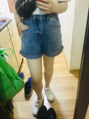 S S. review of High waist side leg denim jean shorts L004# image 1 out of 1