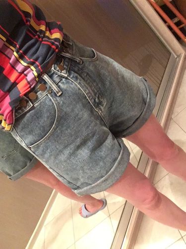 E review of High waist side leg denim jean shorts L004# image 1 out of 1