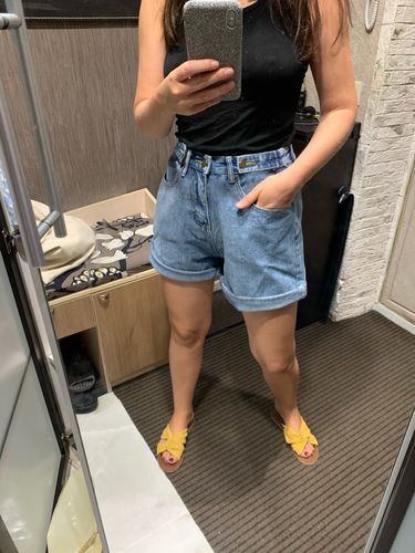 Shopper review of High waist side leg denim jean shorts L004# image 1 out of 1