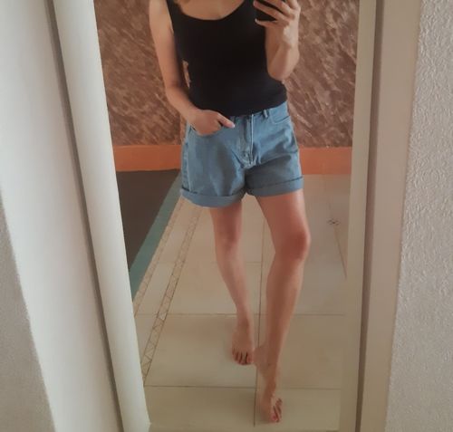 A .. review of High waist side leg denim jean shorts L004# image 1 out of 1