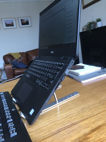 Customer photo review of Laptop Stand | Aluminium, Portable & Foldable
