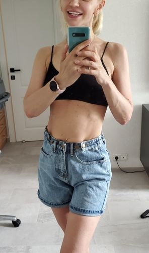 I A. review of High waist side leg denim jean shorts L004# image 1 out of 1