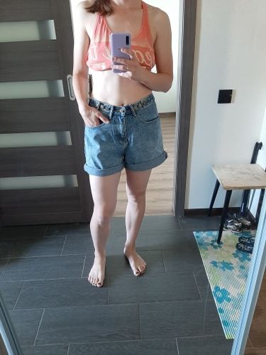 V A. review of High waist side leg denim jean shorts L004# image 1 out of 1