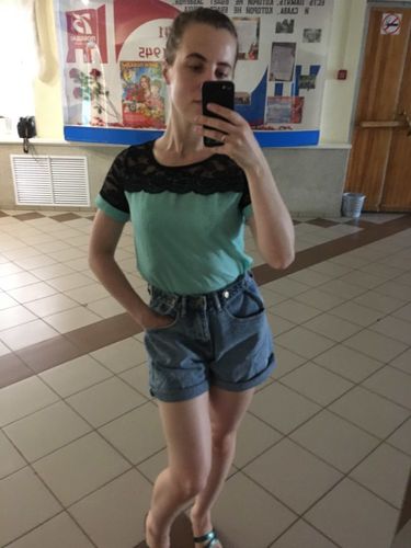 D A. review of High waist side leg denim jean shorts L004# image 1 out of 1