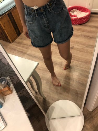 V A. review of High waist side leg denim jean shorts L004# image 1 out of 1