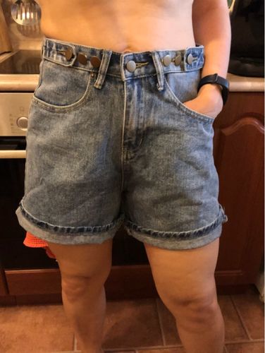 E A. review of High waist side leg denim jean shorts L004# image 1 out of 1