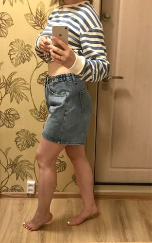 T A. review of High waist side leg denim jean shorts L004# image 1 out of 1