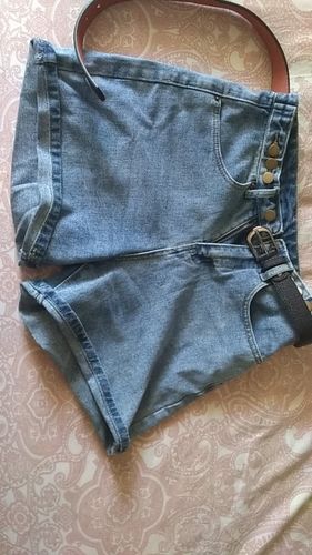 E A. review of High waist side leg denim jean shorts L004# image 1 out of 1