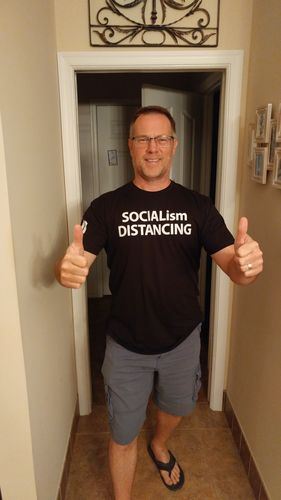 Customer photo review of Socialism Distancing Mens Apparel