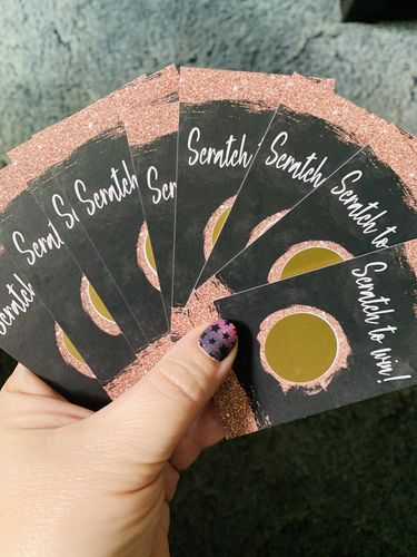 Customer photo review of Rose Gold Glitter and Black Marbled Scratch Off Cards
