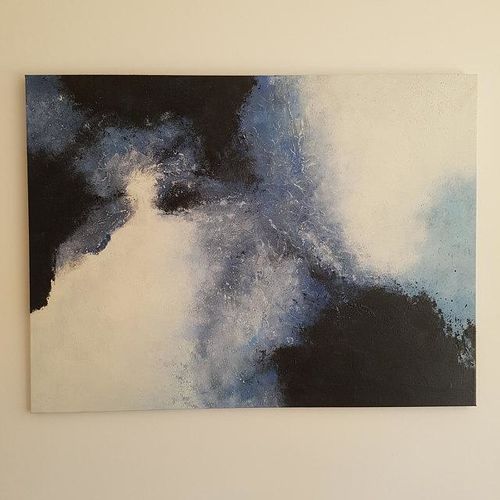 Customer photo review of Large BLue Black Abstract Art #ABAH11