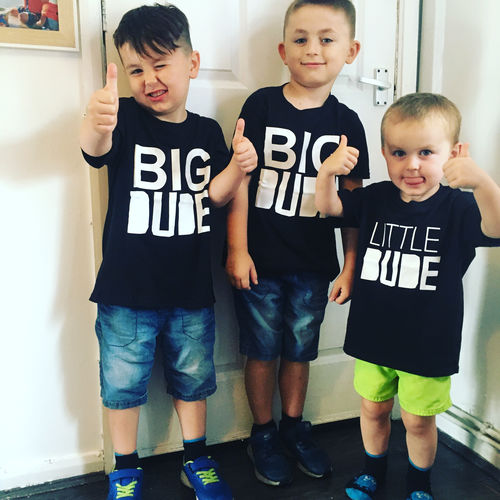 Customer photo review of Big Dude & Little Dude Brother Matching T-Shirts (MRK X)