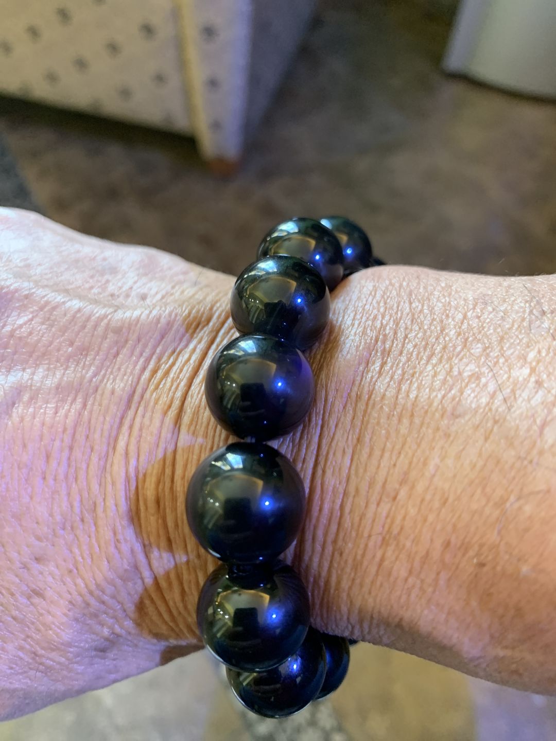 Customer photo review of Anti-stress Rainbow Obsidian Bracelet
