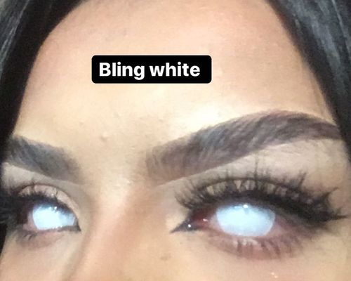 Customer photo review of Icoloured® Blind White Special Effect Colored Contact Lenses