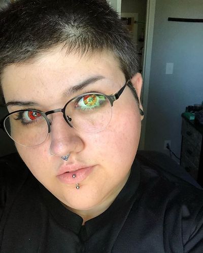 Customer photo review of Icoloured® Dangerous Ruby Naruto Colored Contact Lenses