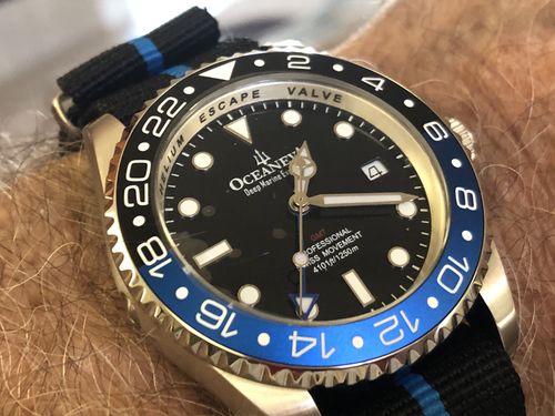 Customer photo review of Oceaneva™ Men's GMT Deep Marine Explorer 1250M Pro Diver Watch Blue and Black
