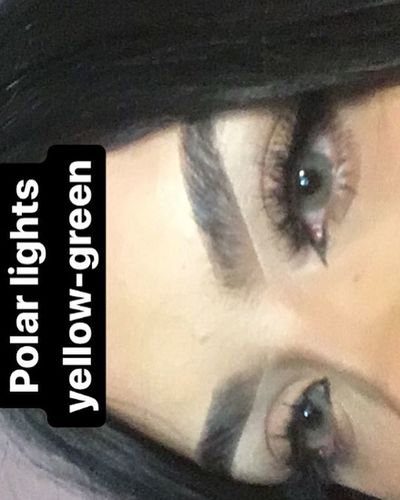 Customer photo review of Icoloured® Polar Lights Yellow-Green Colored Contact Lenses