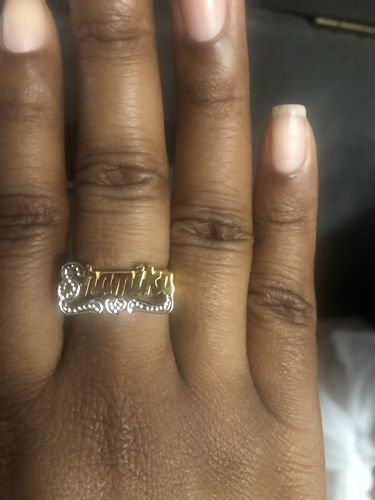 Customer photo review of Script Name Ring