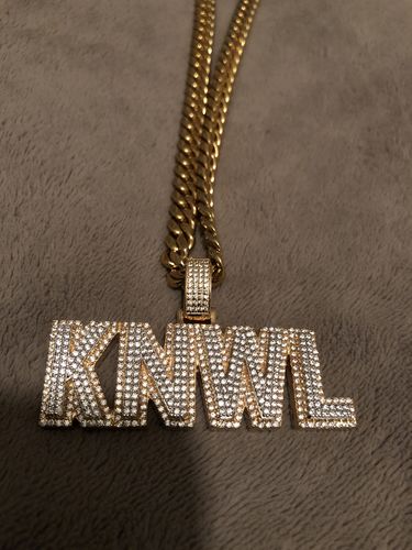 Customer photo review of Custom Made 2 Layer Block Letter Pendant