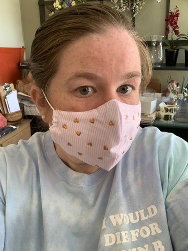 Customer photo review of *PRE-ORDER* SET OF 3 BLACK, INDIGO, & WHITE FACE MASKS