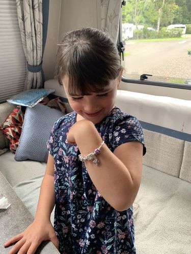 Customer photo review of Children's 'Purple Unicorn' Silver Plated Charm Bead Bracelet