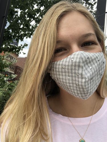 Customer photo review of *PRE-ORDER* SET OF 3 BLACK, INDIGO, & WHITE FACE MASKS