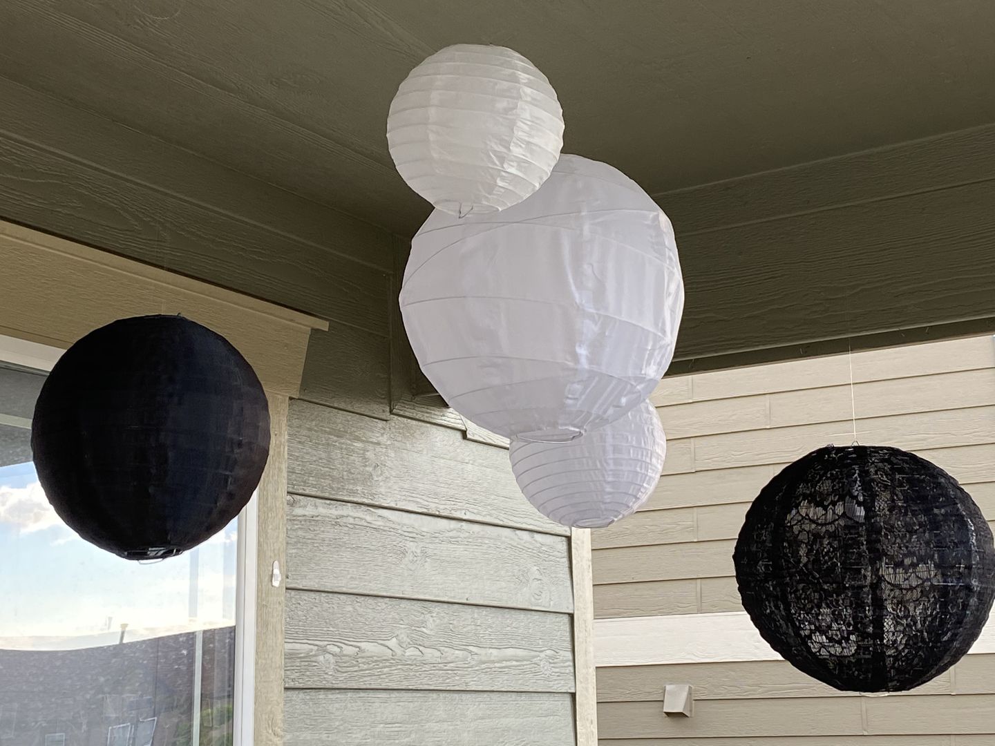 Customer photo review of 12" Irregular Ribbed White Shimmering Nylon Lantern, Durable, Hanging