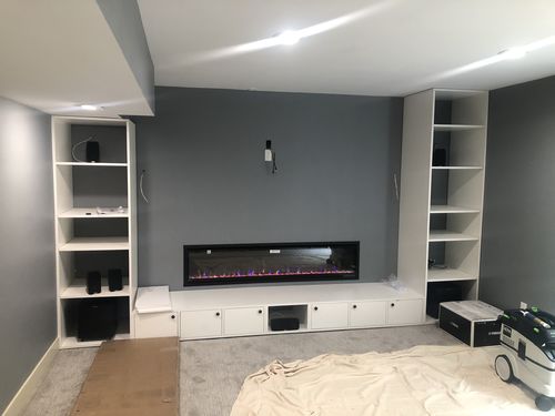 Basement Fireplace Tv - Napoleon Alluravision 50 Inch Linear Wall Mount Electric Fireplace Slim Nefl50chs Electricfireplacesplus Com