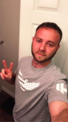 Customer photo review of USA Flag Eagle Mens Apparel