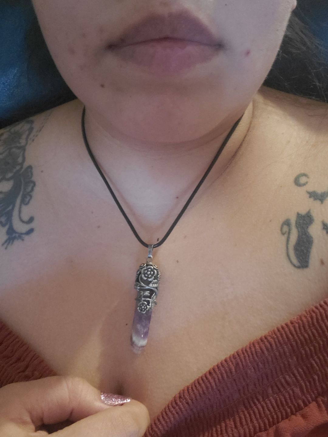 Customer photo review of Crystal Flower Hexagon Necklace