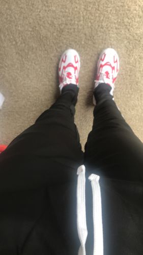Customer photo review of Outside Solid One Stripe Track Pants (Black - White)