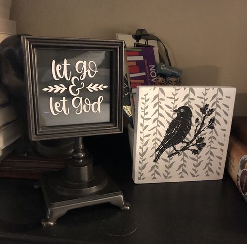 Customer photo review of Mesh Stencil - 2 pack - Let Go Let God - 4.25x11