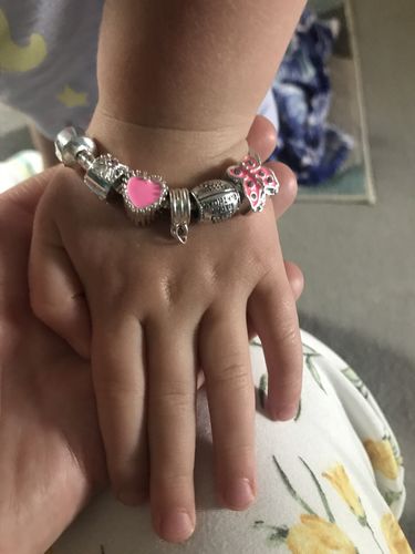 Customer photo review of Childrens Pink 'Happy 3rd Birthday' Silver Plated Charm Bead Bracelet